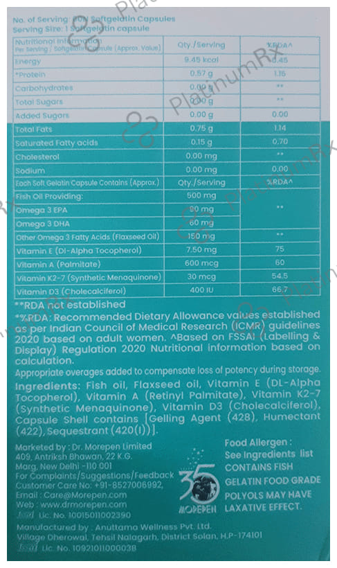 Dr Morepen Omega 3 Deep Sea Fish Oil Soft Gelatin Capsule