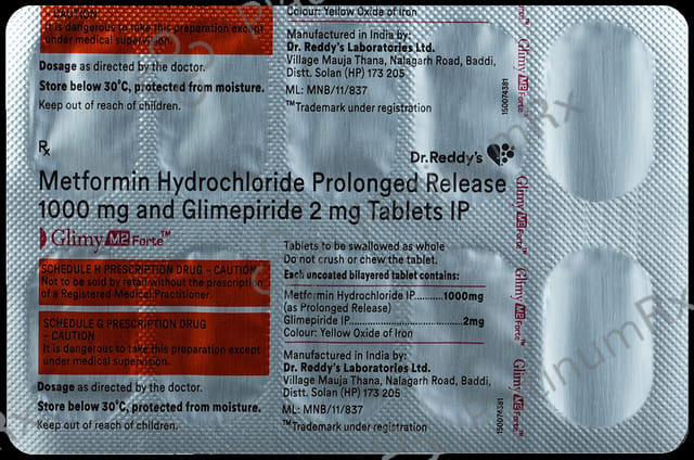 Glimy M 2 Forte 2/1000mg Tablet PR 10s