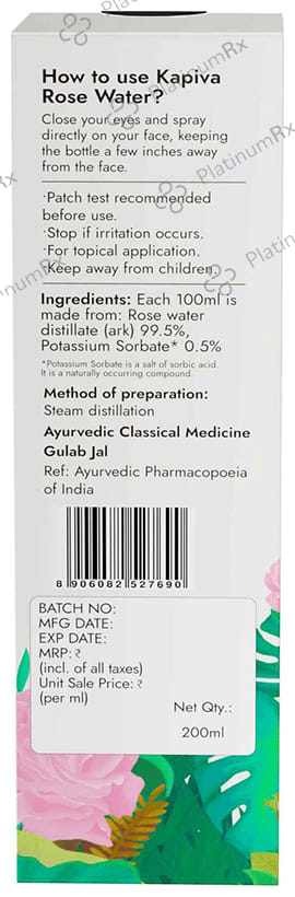 Kapiva Skin Rituals Premium Face Mist & Toner - Organic Danmark Rose Water