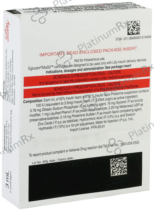 Eglucent Mix 50/50 (100 IU/ml) (1*3ml Refill Cartridge / Injection)