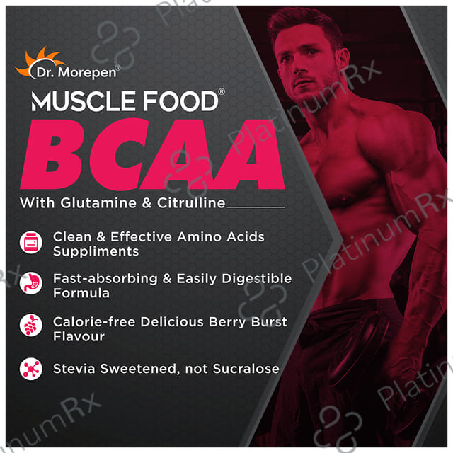 Dr. Morepen Muscle Food BCCA for Lean Muscles, Performance & Strength - Flavour Berry Burst