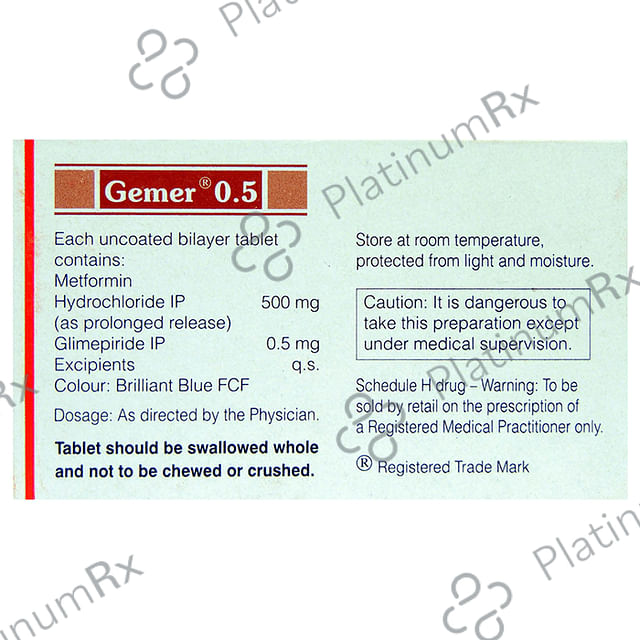Gemer 0.5/500mg Tablet PR 10s