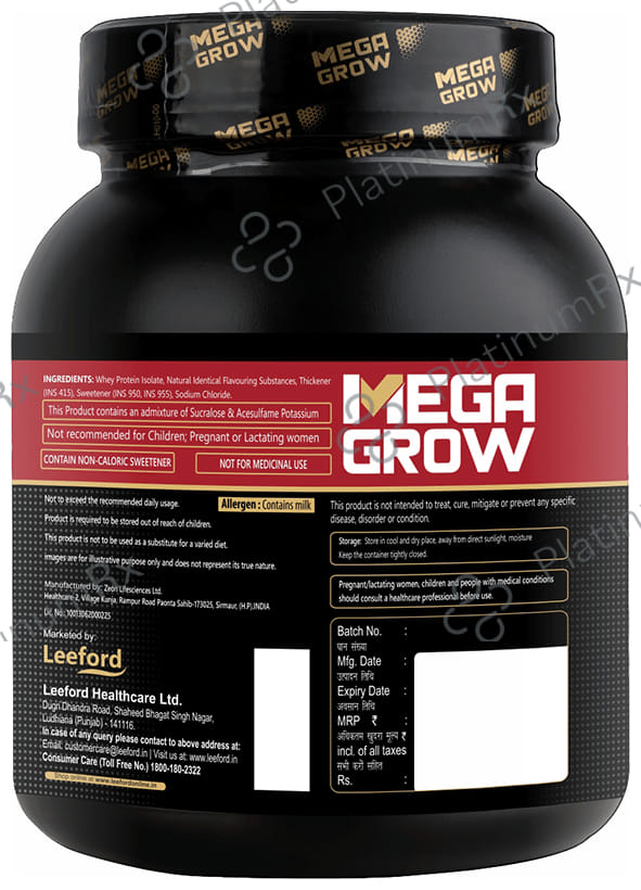 Megagrow Whey Protein Isolate Powder with Shaker Chocolate
