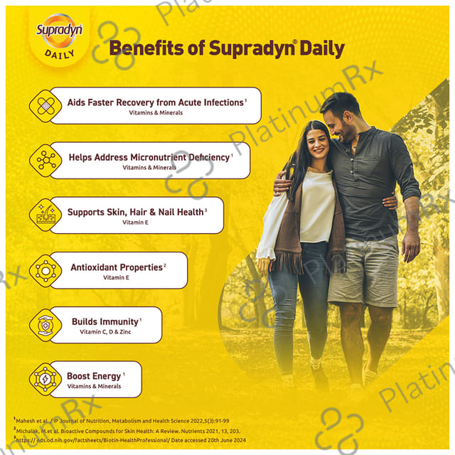 Supradyn Daily Multivitamin Tablet with Minerals, Trace Elements & Amino Acids - For Energy & Immunity