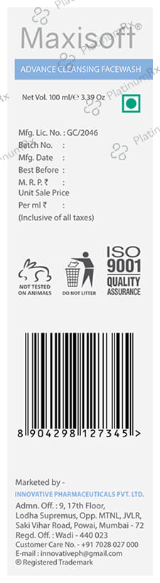 Maxisoft 3 Way Anti-Bacterial Action Advance Cleansing Face Wash (100ml Each) 2 Tubes