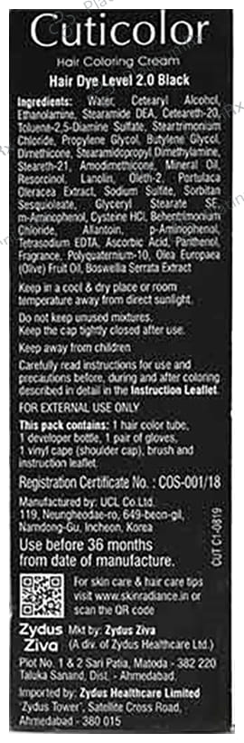 Cuticolor Hair Coloring Black Cream 60gm