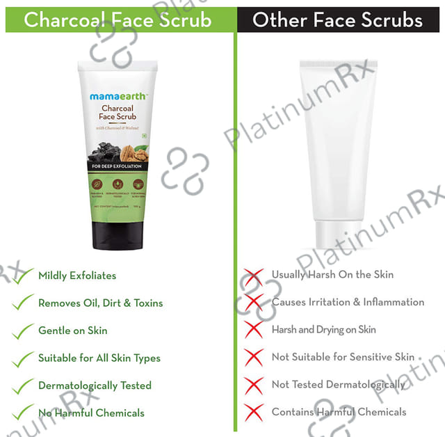 Mamaearth Charcoal Face Scrub - Paraben & SLS-Free - For All Skin Types