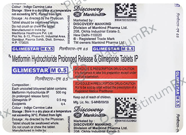 Glimestar M 0.5/500mg Tablet 10s