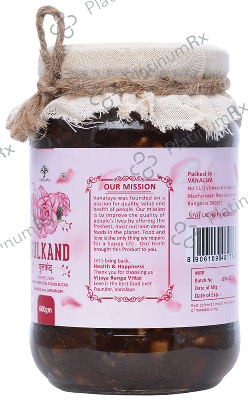 Vanalaya Gulkand from Damask Rose Petal & Rock Sugar with Cardamom 600 gm