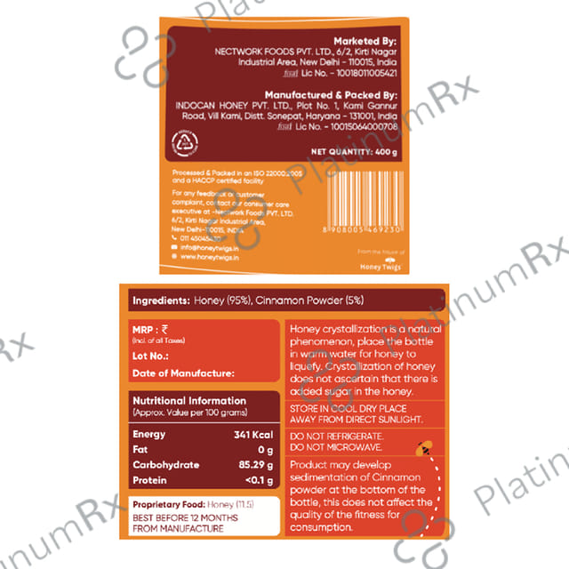 Nectworks Cinnamon Infused Natures Finest Himalayan Honey 400gm