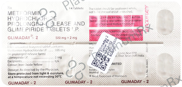 Glimaday 2/500mg Tablet PR 14s