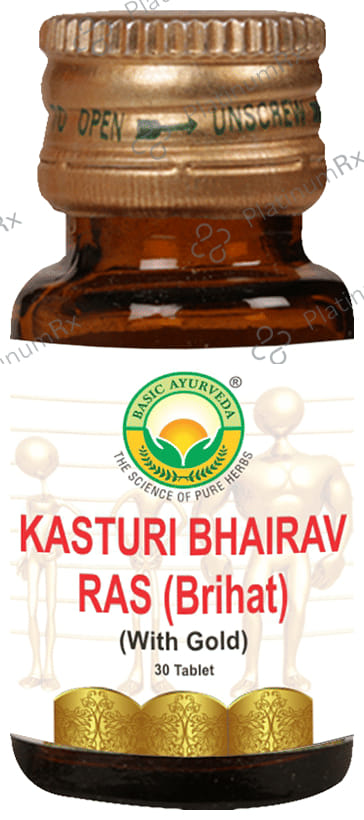 Basic Ayurveda Brihat Kasturi Bhairav Ras with Gold 30 tablets