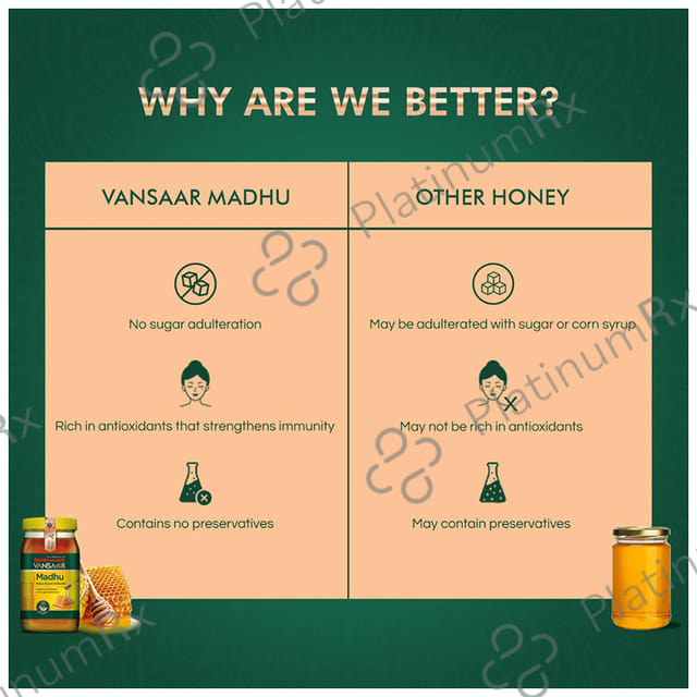 Vansaar Madhu with Natural Antioxidant for Immunity - No Sugar Adulteration 500 gm