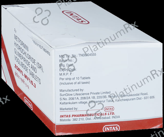 Zoryl MV 1/500/0.3mg Tablet SR 10s