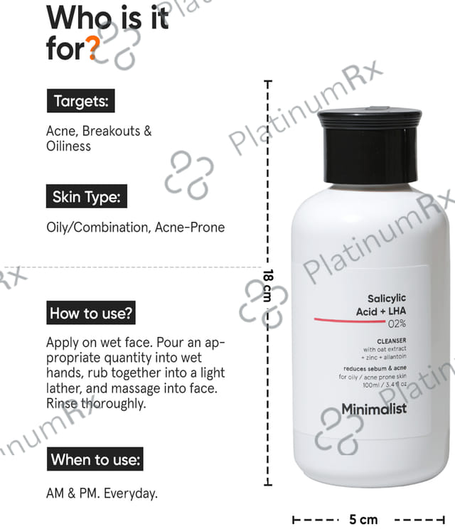Minimalist 2% Salicyclic Acid + LHA Cleanser 100ml