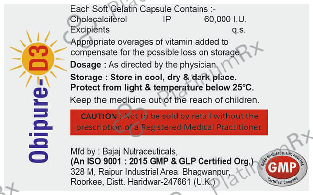 Obipure D3 Softgel Capsule 60000IU Soft Gelatin Capsule 4s