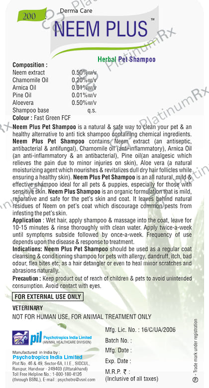 Dermacare Neem Plus Herbal Pet Shampoo