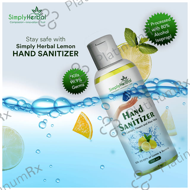 Simply Herbal Hand Sanitizer with Lemon,Neem & Aloevera Kills 99.99% Germs & Bacteria Sanitizer