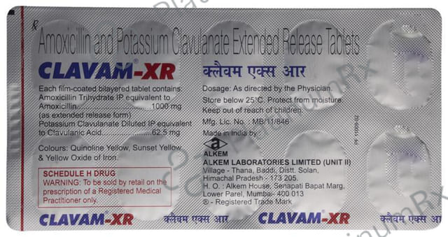 Clavam XR 1000/62.5mg Tablet ER 10s