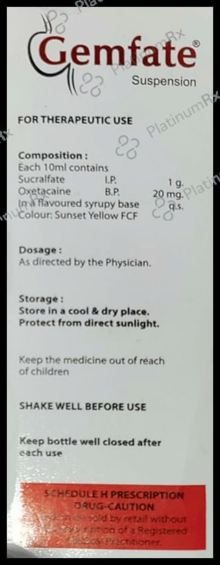 Gemfate Oral Suspension Sweet Orange Sugar Free