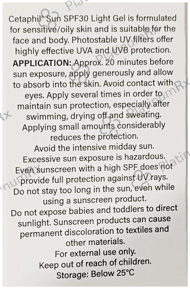 Cetaphil Sun Light High Protection SPF 30 Sunscreen Gel 100ml