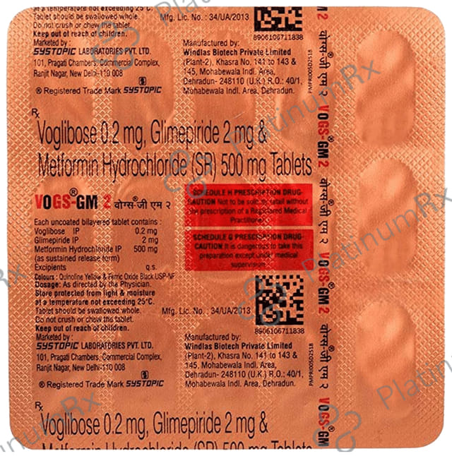 Vogs GM 2/0.2/500mg Tablet 15s