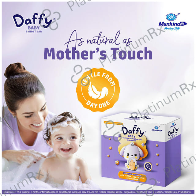 Daffy Baby Bathing Bar Cleansing And Moisturising, Syndet Base With Aloe And Shea Butter, PH Soap 75gm