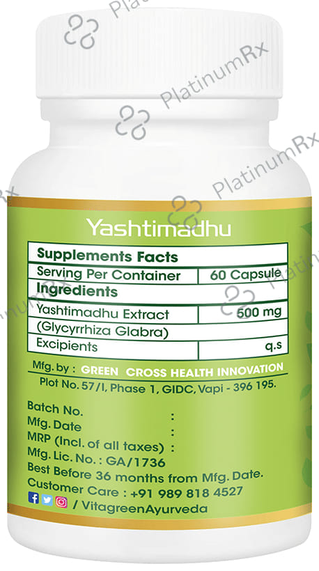 Vitagreen Yashtimandhu 500mg Capsule 60s