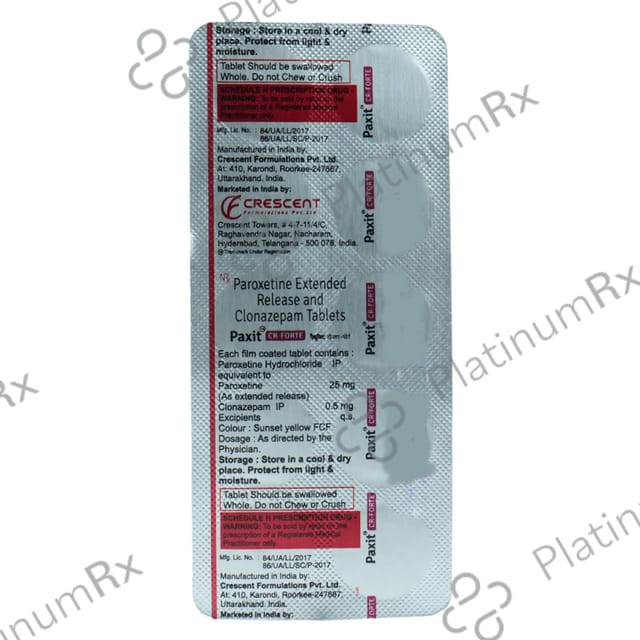 Paxit Forte 25mg/0.5mg Tablet CR