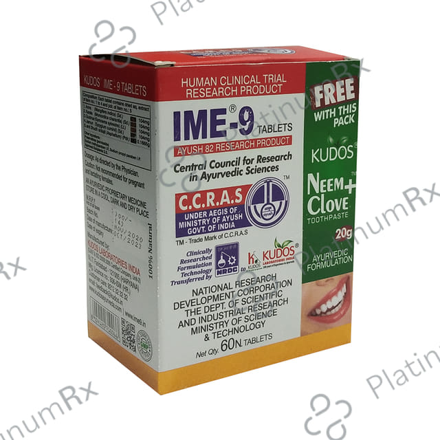Kudos IME 9 Tablet with Neem+Clove Toothpaste 20gm Free