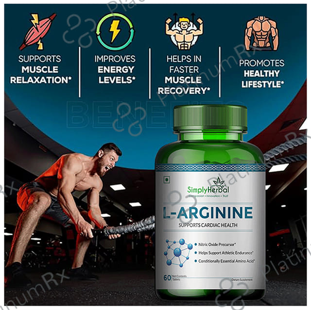 Simply Herbal L-Arginine for Muscle Support & Heart Health - Tablet