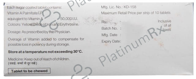 Vitamin A 50000IU Chewable Tablet 10s