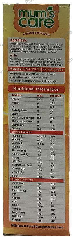Mum's Care Fortified Baby Cereal 6 Months Onwards Mixed Fruit Rice Wheat