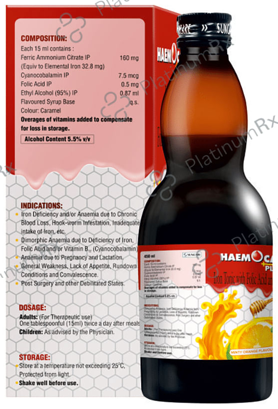 Haemocal Plus Syrup Minty Orange 450 ml