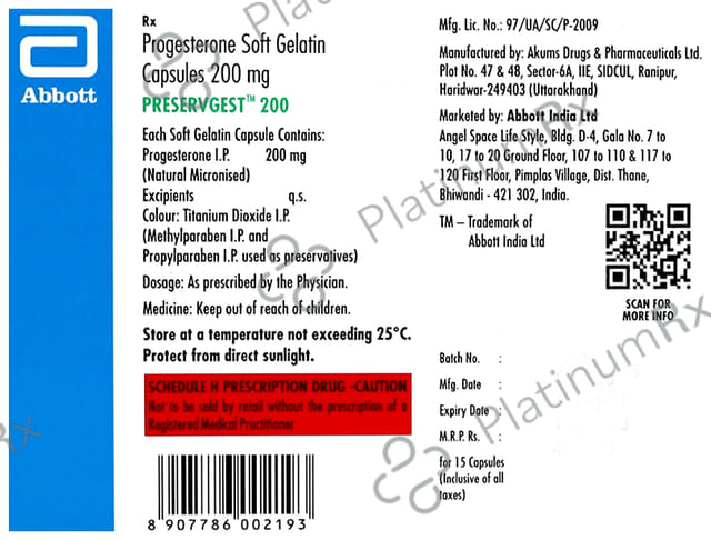 Preservgest 200mg Capsule 15s