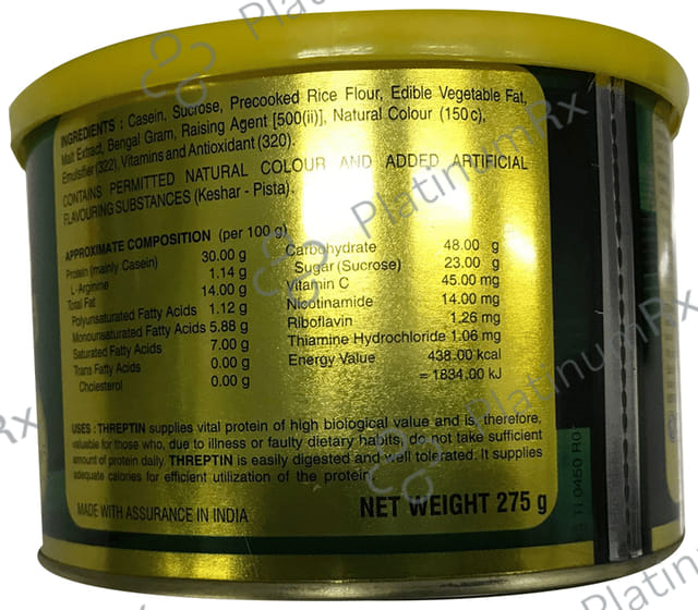 Threptin High Calorie Protein Supplement with B Vitamins for Hunger Pangs Flavour Fystiki Saffaro Diskette 275gm