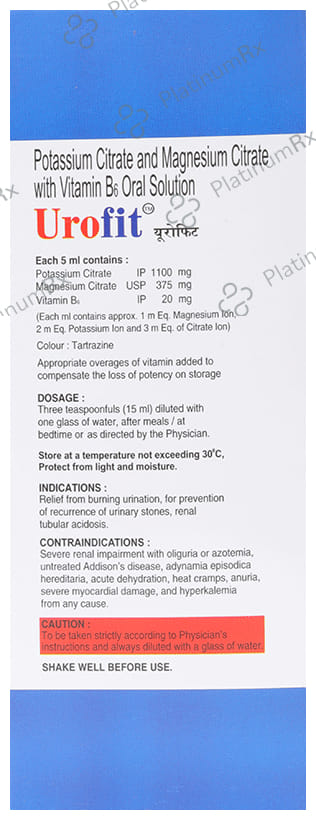 Urofit 375/1100/20mg Oral Solution 300ml