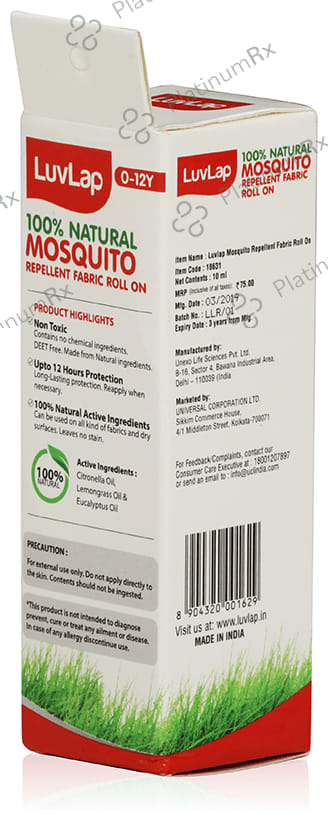 LuvLap 100% Natural Mosquito Repellent Fabric Roll On 10 ml