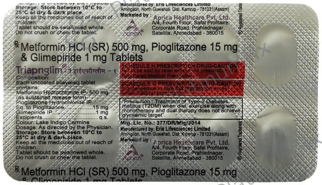Triapriglim 1mg/500mg/15mg Tablet ER