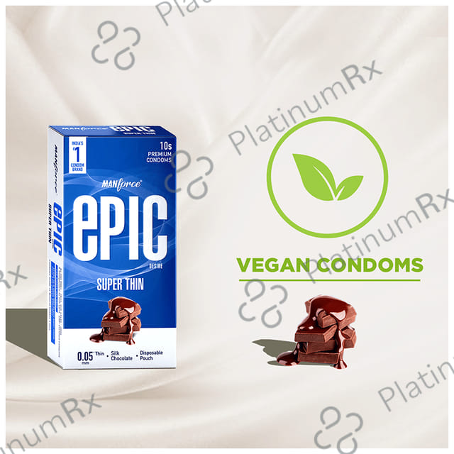 Manforce Epic Desire Super Thin Premium Silk Chocolate Flavour Condom 10s