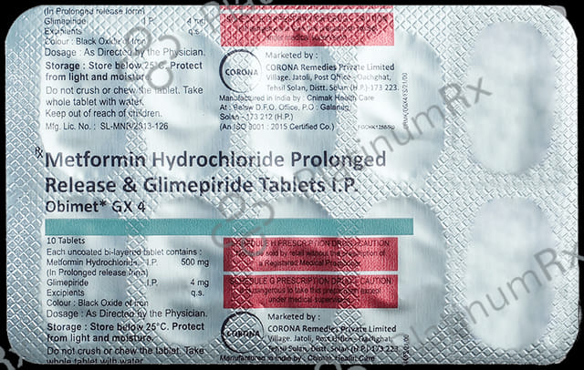 Obimet GX 4/500mg Tablet PR 10s