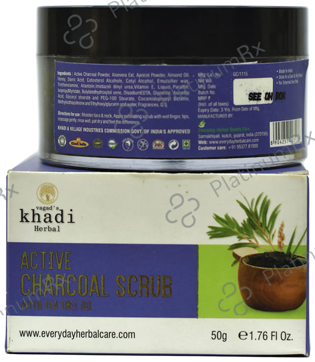 Vagad's Khadi Herbal Active Charcoal Scrub with Tea Tree Oil