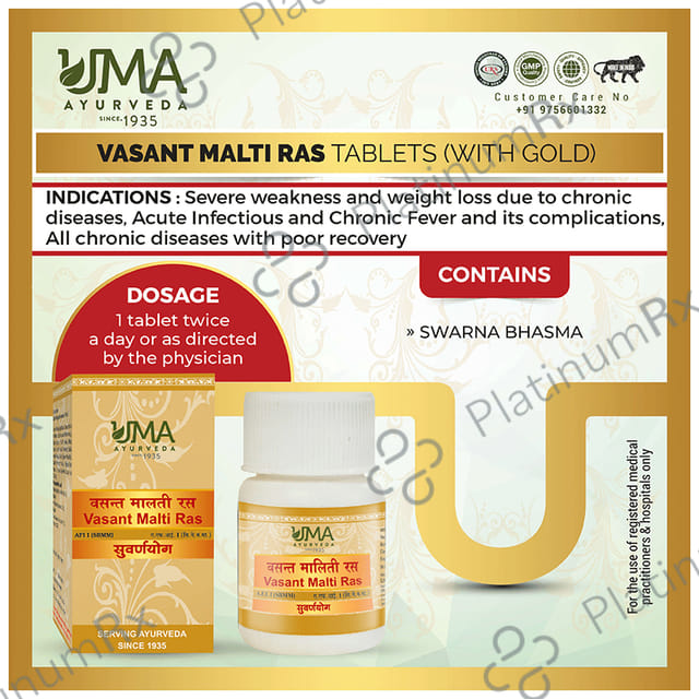 Uma Ayurveda Vasant Malti Ras Tablet (with Gold)