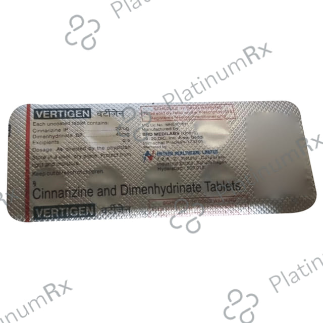 Vertigen 20/40mg Tablet 10s