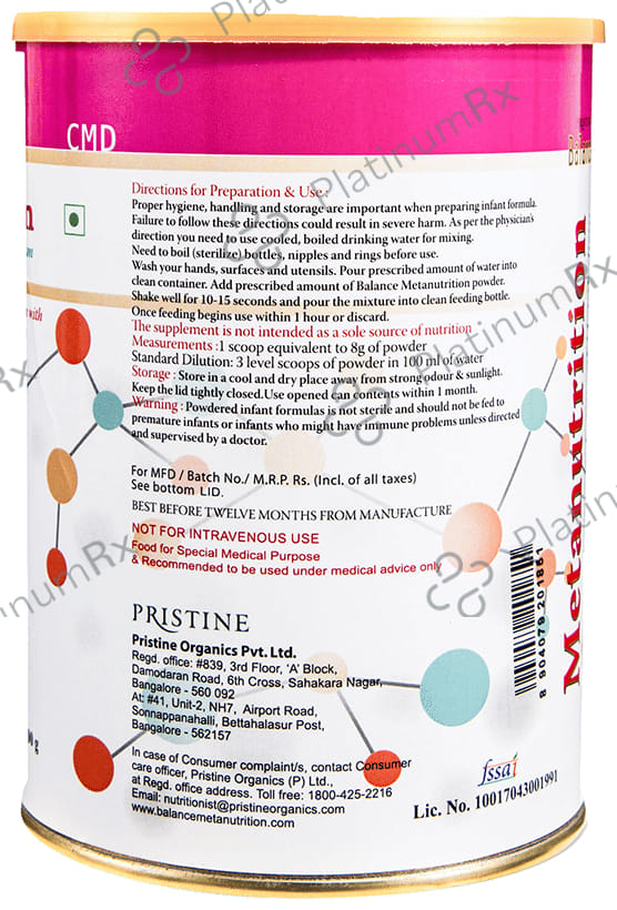 Pristine Balance Metanutrition CMD (Upto 3 Years) Powder Unflavoured