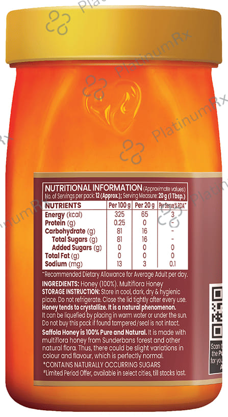 Saffola Honey Active Made with Sundarban Forest Honey No Sugar Adulteration 250gm