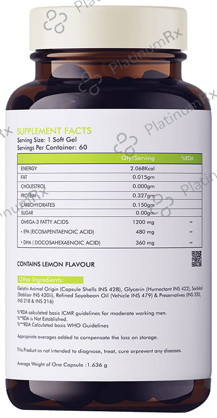 Meadbery Essentials Omega 3 Balanced Lemon Flavour Capsule 60s