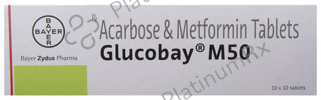 Glucobay M50 50/500mg Tablet 10s
