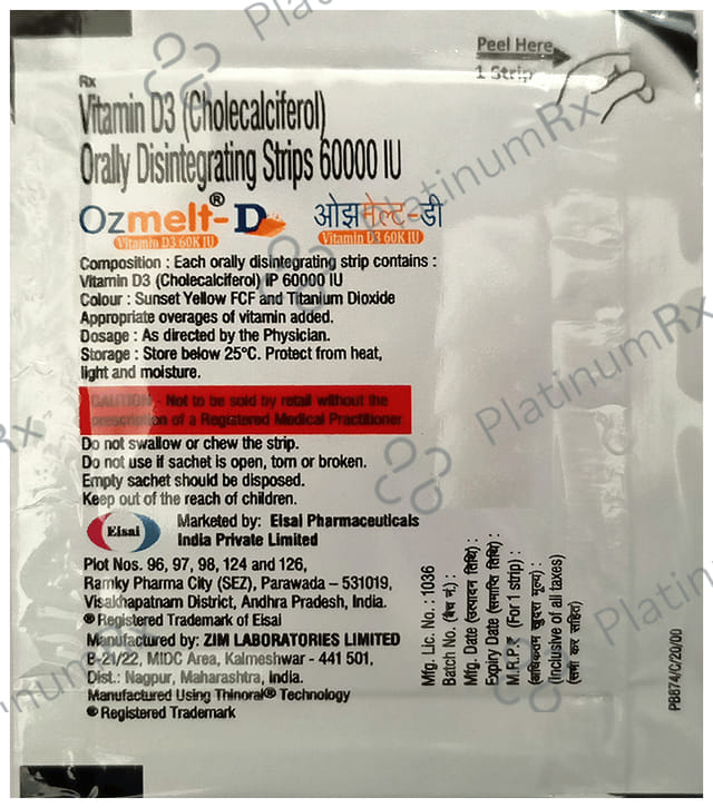 Ozmelt D 60000IU Orally Disintegrating Strip 1s