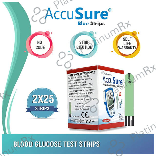 Dr. Gene Accusure Blood Glucose Test Strip (Only Strip) 50 Test